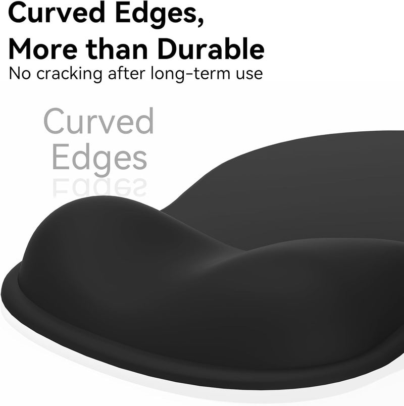 eulps Mouse Pad with Gel Wrist Rest, Ergonomic Comfortable Computer Wrist Support for Laptop, Pain Relief Mousepad with Non-Slip PU Base for Office & Home (All Black) - Image 5